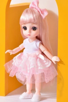 Кукла шарнирная BJD с 3D глазами, с светлым волосом 16 см D112