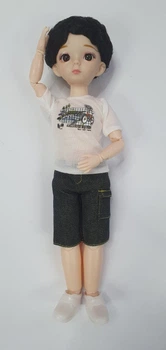 Кукла-мальчик BJD с 3D глазами карого цвета, кучерявые волосы, 30 см М0004