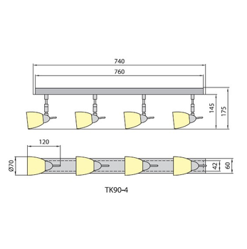 Светильник б/у Brilum TK90-4 серый LS-TK9490-13