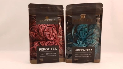Упаковка черного и зеленого чая Pekoe и Green tea Kolonist 2шт по 100г