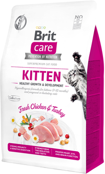 Корм Brit Care Cat GF Kitten Growth & Developmen для котят с курицей и индейкой
