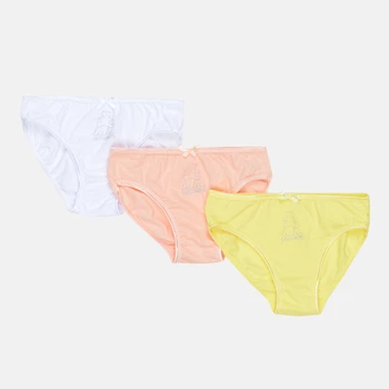 Детские трусы-слипы для девочки Lulu Castagnette Slip X3 Enfant Fille Lulu 83890483-2 110-116 см Белый/Розовый/Жёлтый (3349610012407)