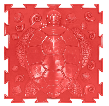Коврик Черепаха красная, 1 элемент,25*25 см, Ортопедический массажный коврик, Пазлы детский, развивающий модульный коврик