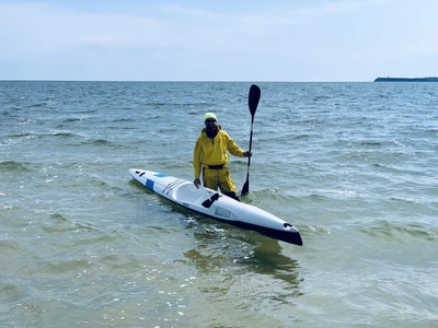 Каяк для серфінгу, байдарка SeaBird Designs Surfski Wave 6.1 Pro, біло-синій
