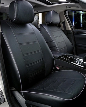 Комплект модельных чехлов AMI.AUTO из германской экокожи черные-серый кант на Чери Е5 (Chery E5) 2011-2016 седан