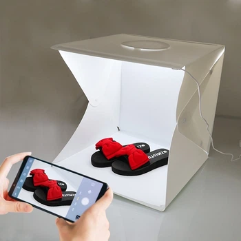 Световой фотобокс UKC 40 * 40 * 40 см для предметной фотосъёмки с верхним люком двойной подсветкой