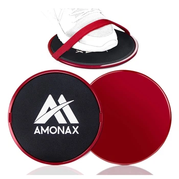 Глайдинг диски (для скольжения) Amonax с комплектом ремешков (2 шт, красные)