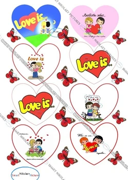 Сахарна їстівна картинка Modecor Модель Love is вис. 7*8см сердечка для хлопчика на торт і топпери Лов Із, 14 Лютого (SNP - 00071)