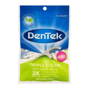 Флосс зубочистки с зубной нитью DenTek Floss Triple Clean 75 шт