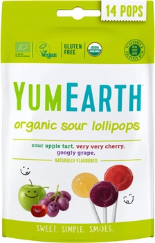 Леденцы на палочке YumEarth Органические Ассорти: яблоко, вишня, виноград 85 г (810165010260)