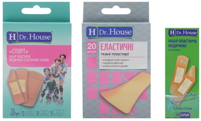 Набор пластырей H Dr. House Elasticі №20 + Спорт №15 + Полимерный №10 (4823905173015)