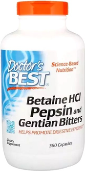 Бетаин HCL и Пепсин Betaine HCL & Pepsin Doctor's Best 360 капсул (753950003156)