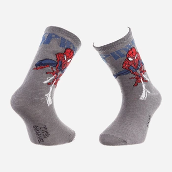 Дитячі шкарпетки бавовняні для хлопчиків Disney Spiderman 83892247-2 23-26 Сірі з жовтим (3349610008097)