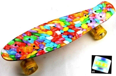 Скейтборд Пенни борд Penny Board 22" CARAMEL Карамельный Светящиеся колеса