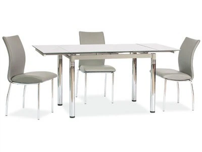 Стіл обідній скляний розкладний Intarsio GD018 110(170)х74см сірий / хром