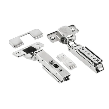 Петля GTV SOLID PRO быстросъемная накладная c доводчиком, с линейной монтажной планкой с эксцентриком h=0 и заглушками, никель