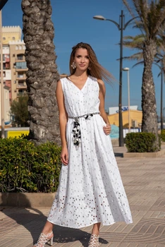 Длинное платье прошва с карманами Fresh Cotton 21F-029C 44(M) Белый