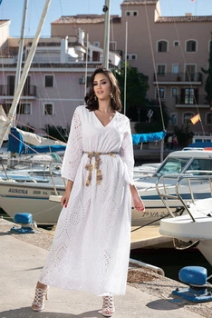 Длинное пляжное платье с вышивкой прошва Fresh Cotton 21F-046C 44(M) Белый