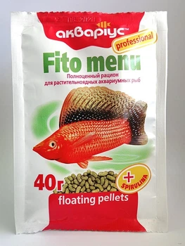 Корм Аквариус Фито Меню плавающие пеллеты 40 г