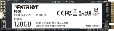 Накопичувач SSD Patriot P300 128 ГБ M.2 2280 NVMe PCIe 3.0 x4 (P300P128GM28), чорний