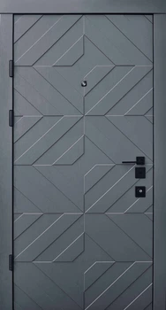Вхідні двері Qdoors Авангард Тіффані 860-960*2050 мм грифель структура софт/біла емаль коробка 2 кольори (QA818ч/б)