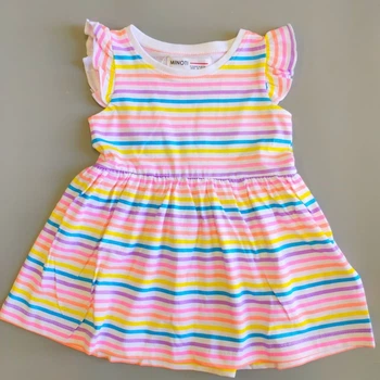 Летнее платье Minoti Stripe 2TDRESS01 86см Белый полоска разноцветная