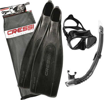 Набір Cressi Pro Star (маска Matrix+трубка Gamma+ласти Pro Star) чорний Чорний 45/46