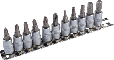 Набор насадок отверточных Mastertool CRV 1/4" (PH1,2,3/ PZ1,2,3/ H3,4,5,6,7) 11 шт (78-1401)