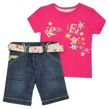 Костюм: Футболка и джинсовые бриджи Losan Mc baby girls (016800904/142) Малиновый 6 Years-116 см