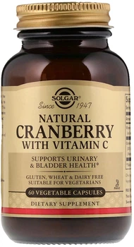 Дієтична добавка Solgar Натуральна журавлина з вітаміном С, 60 рослинних капсул (0033984009554)