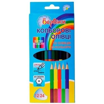 Карандаши цветные двусторонние Барвинок 12 шт / 24 цвета 5-204 /1