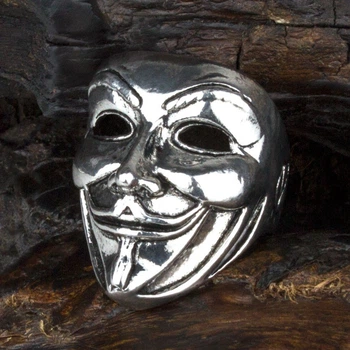 Перстень Win Маска Гая Фокса Guy Fawkes mask Размер 20 Стальной (25454)