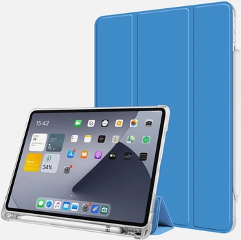 Силиконовый чехол обложка Transparent + Pencil Holder BBM1 для iPad Pro 12.9’’ 2020 Морской Синий