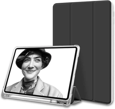 Силиконовый чехол обложка Transparent + Pencil Holder BBM1 для iPad Pro 11’’ 2018/2020/2021/2022 Чёрный