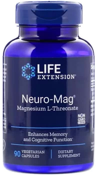 Магний L-треонат, Magnesium L-Threonate, Neuro-Mag, Life Extension, 90 капсул в растительной оболочке (737870160397)