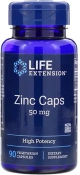Цинк високої ефективності Life Extension Zinc Caps 50 мг 90 вегетаріанських капсул (737870181392)