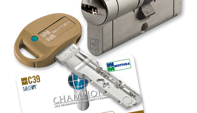 Цилиндры для дверных замков Mottura Champions C39 92 (46x46T) 5KEY+1KEY ключ-тумблер матовый никель 57811