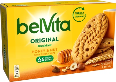 Печиво Belvita Мед і горіх з шоколадними крихтами 225 г (7622210899255)