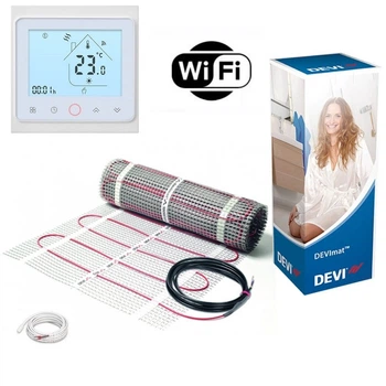 Теплый пол DEVI двухжильный мат DTIR-150 1 м2 c WiFi White терморегулятором в комплекте