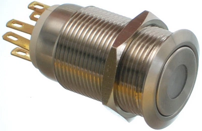Кнопка антивандальная VJ Parts d22mm резьба 19mm h33mm 2 положения 6 контактов индикация, арт.кн557