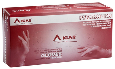 Перчатки латексные медицинские нестирильные High Risk Igar M 25 пар/упаковка