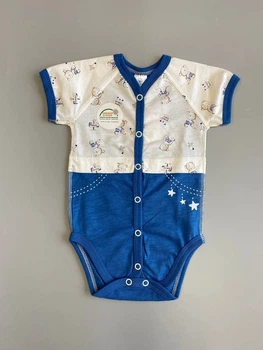 Боді з коротким рукавом Veres Little Bear blue 62cm Синій з молочним