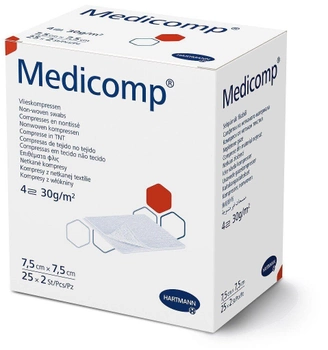 Стерильные салфетки из нетканого материала Medicomp 7,5 х 7,5 см 2х25шт