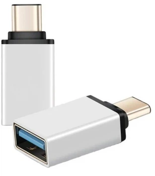 Переходник USB OTG-01 с телефона на флешку - Type-C серебро