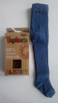 ​Колготи дитячі ребро із 100% натуральної бавовни Tuptusie SYNTEX р.68-74 (сині).