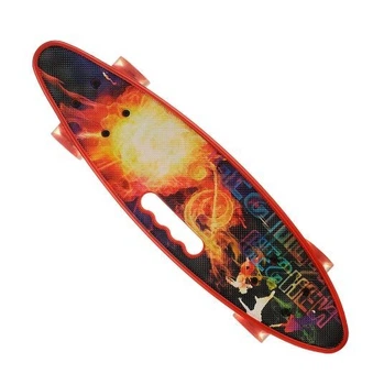 Пенниборд (Penny Board) SL-AS(108), дека с ручкой, колеса светящиеся (красный)