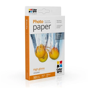 Фотобумага ColorWay глянцевая 230г/м2 10x15 см 50 л (PG2300504R)