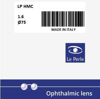 Линза для очков Le Perle 1.6 HMC Ø75 S-0.75 C-0.00 полимерная
