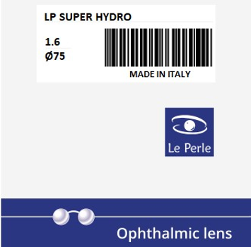 Линза для очков Le Perle 1.6 SUPER HYDRO Ø75 S-2.75 C-0.00 полимерная