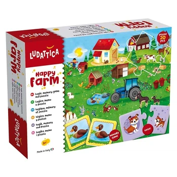 Игровой набор LISCIANI GIOCHI LUDATTICA 3 в 1 Ферма (Пазл, Меморi, Логика) 66780
